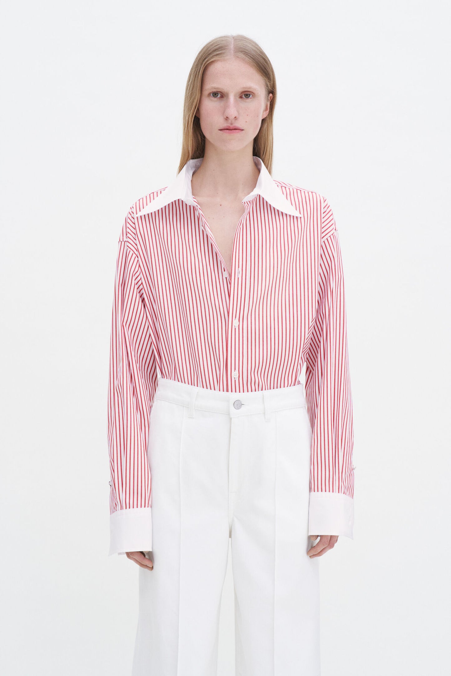 Striped Cotton shirt red