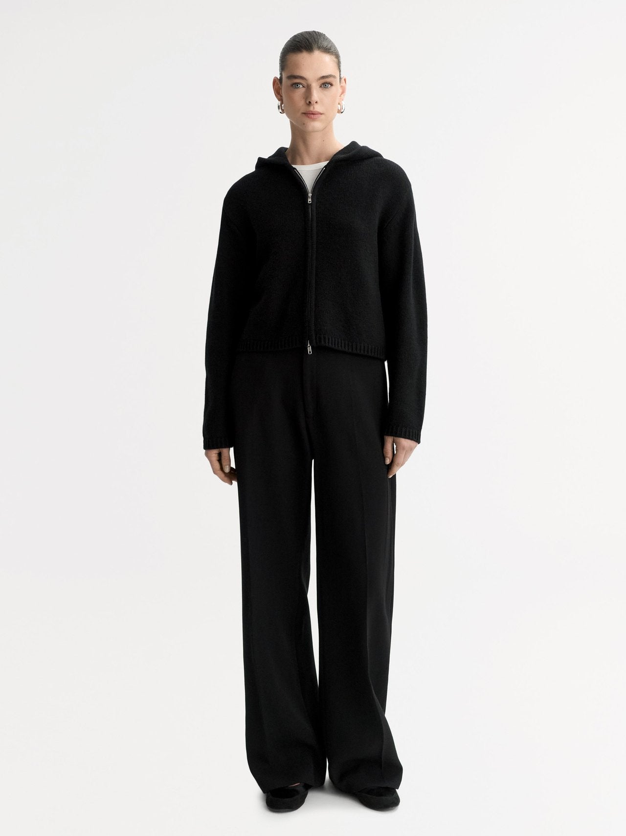 Chunky cashmere hoodie black