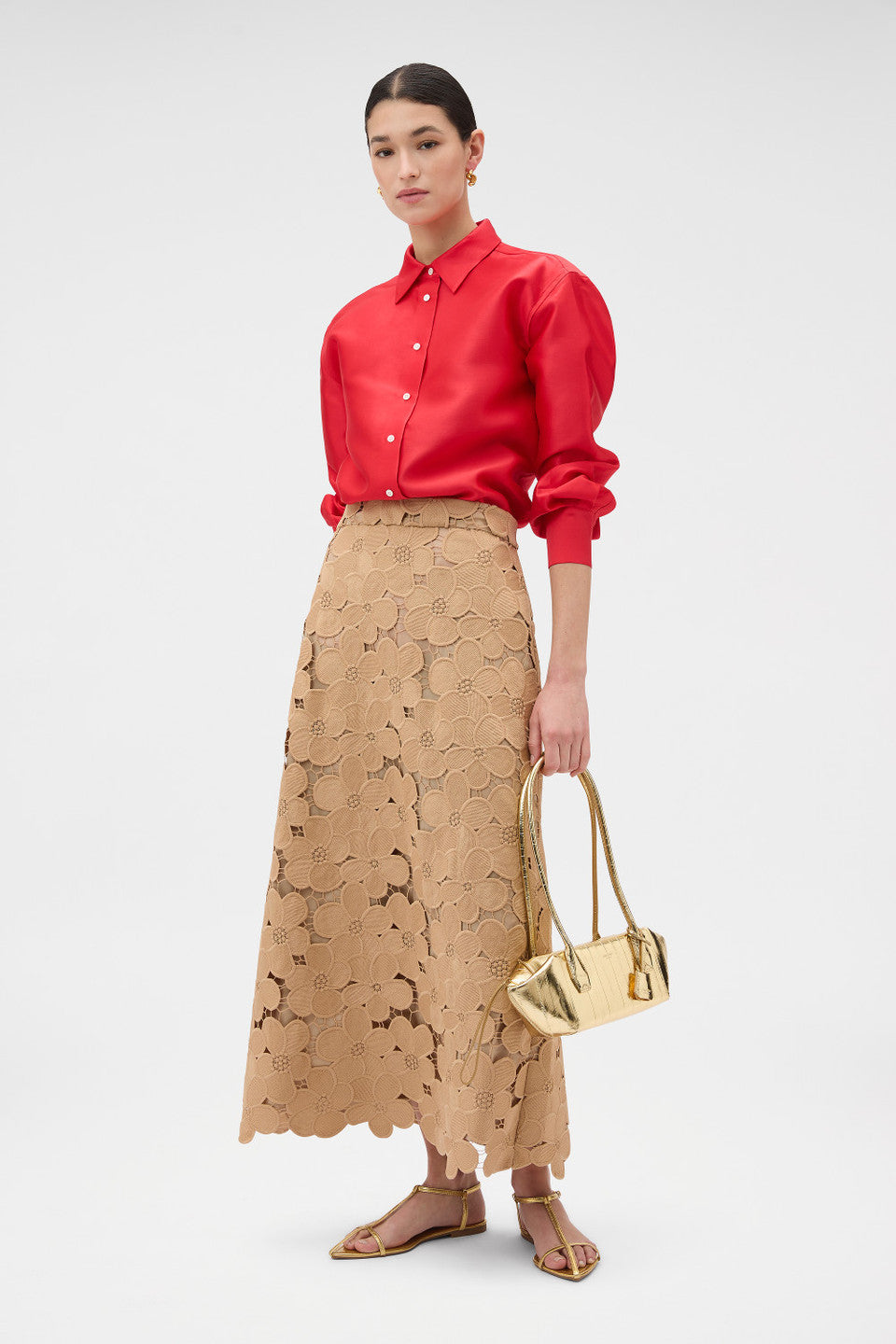 Poppy lace skirt camel