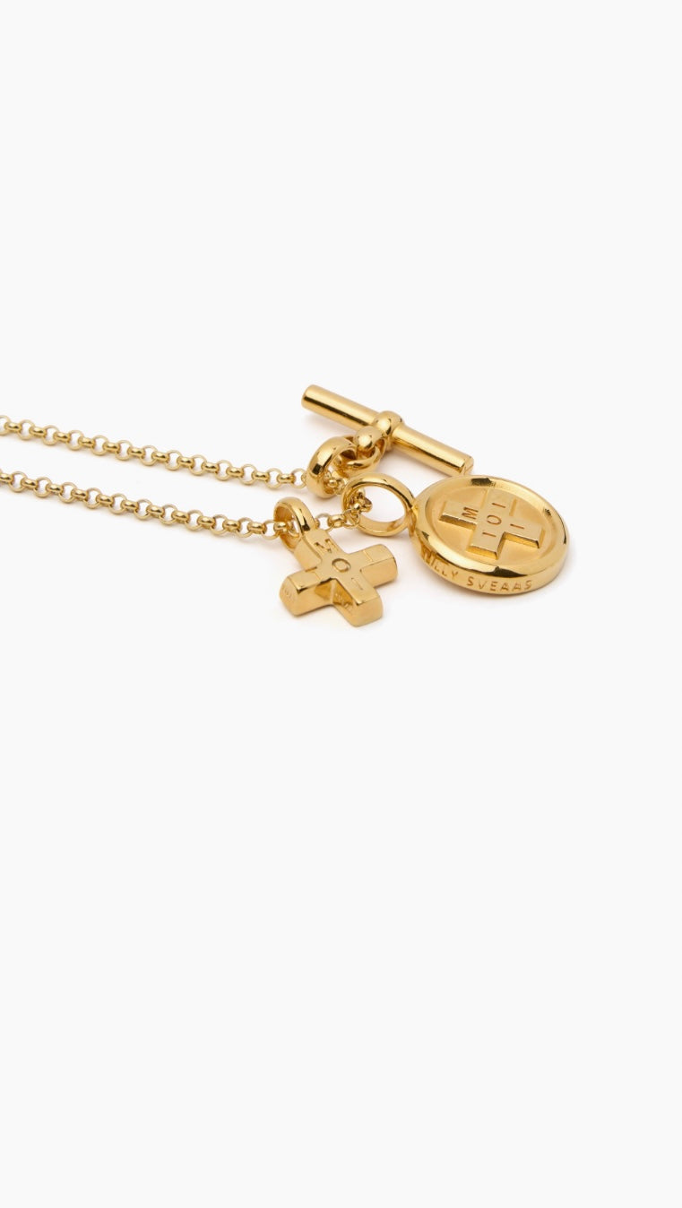 Gold Moi & Toi cluster on belcher chain