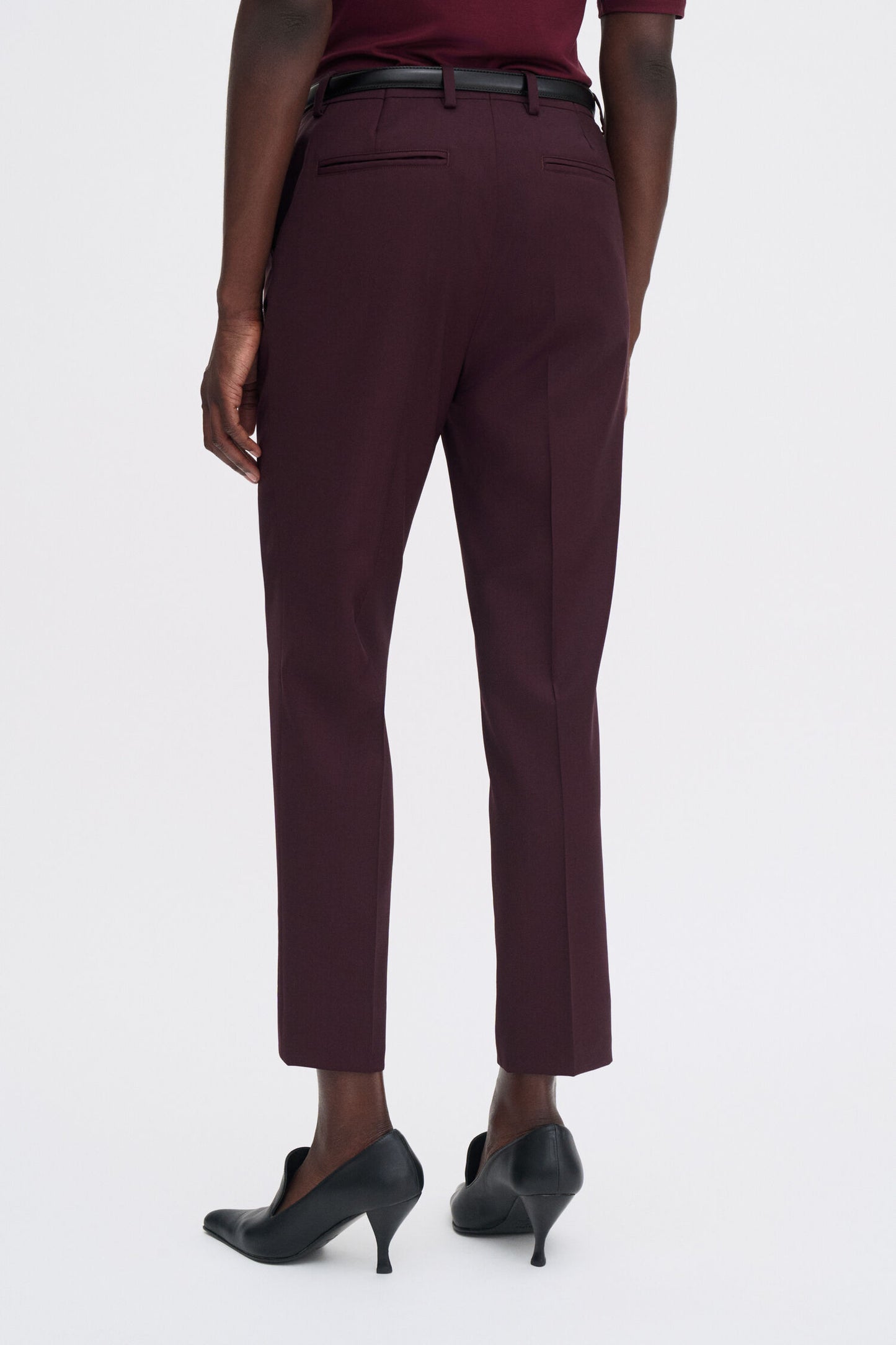 Emma cropped wool trouser burgundy