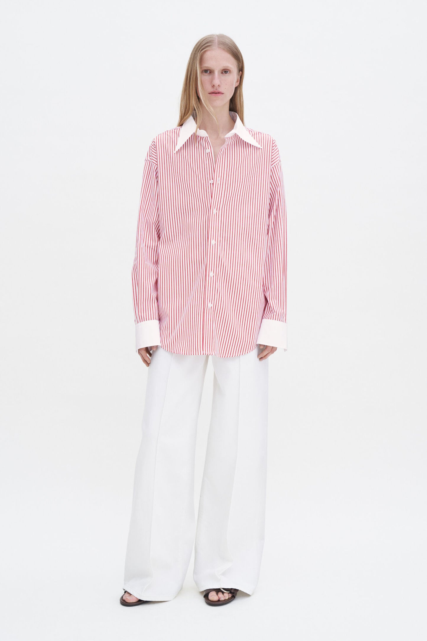 Striped Cotton shirt red