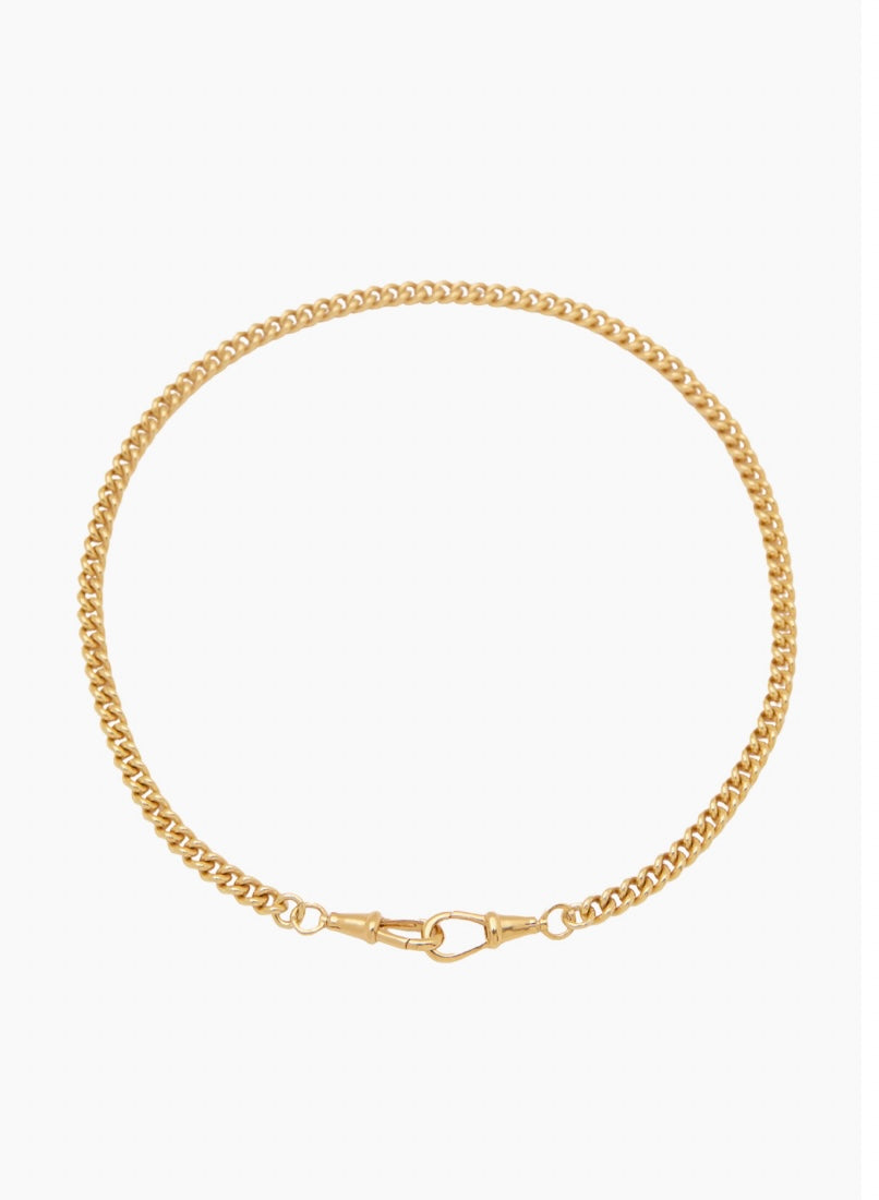 Slim gold curb clipt necklace