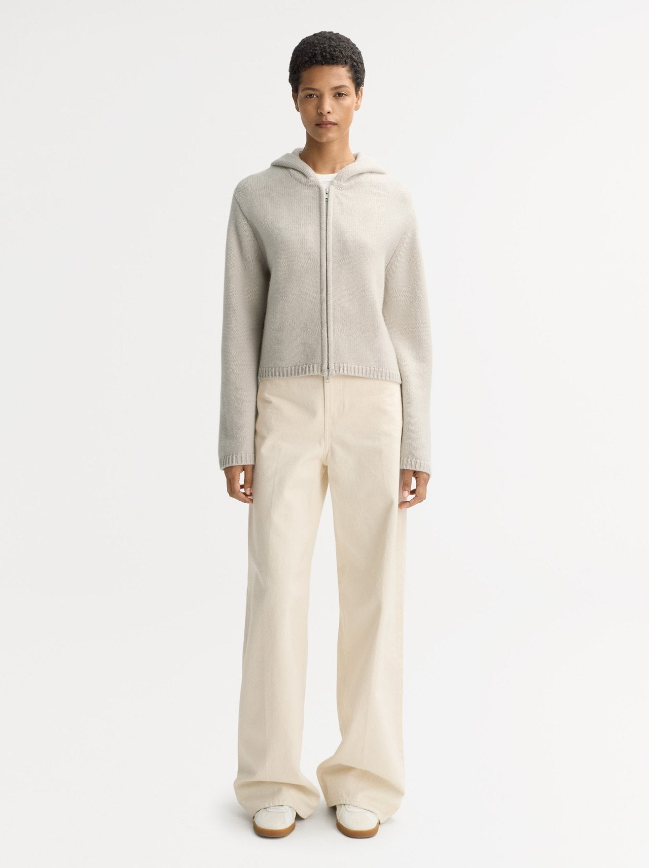 Chunky cashmere hoodie chalk