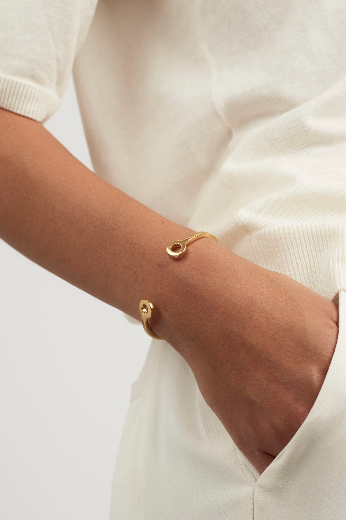 Gold stacking torque bangle