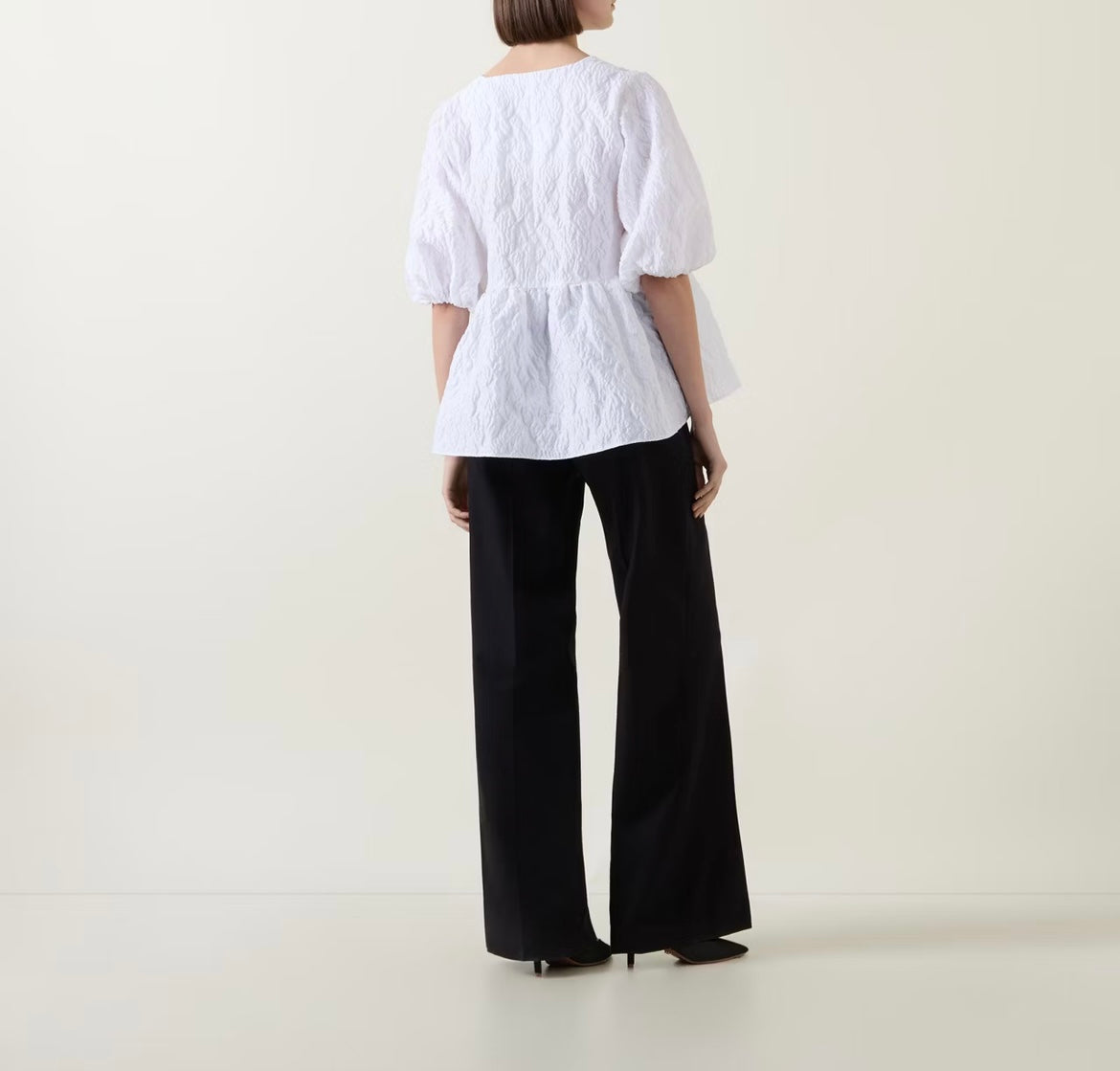 Fig floral jacquard top white
