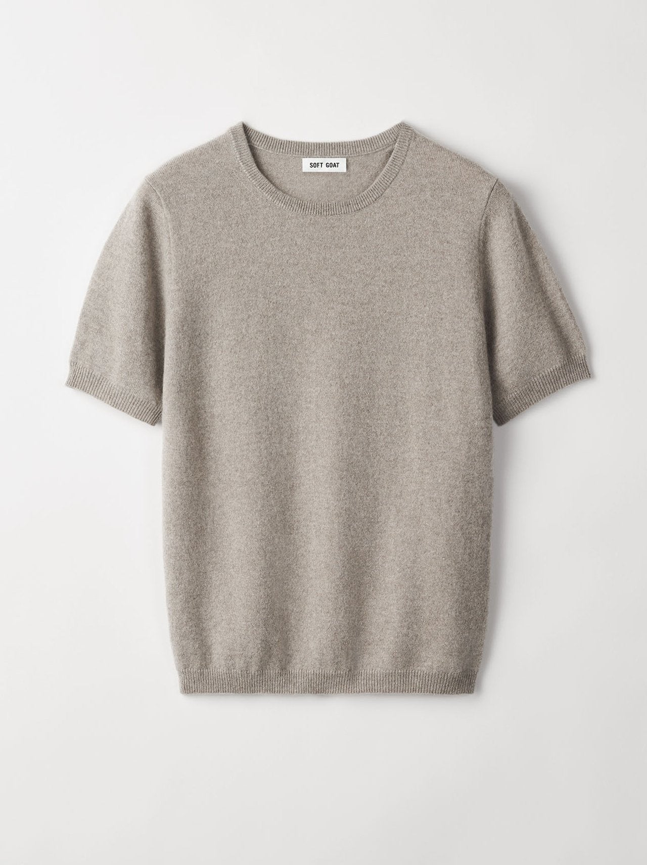 Short sleeve cashmere crewneck greige