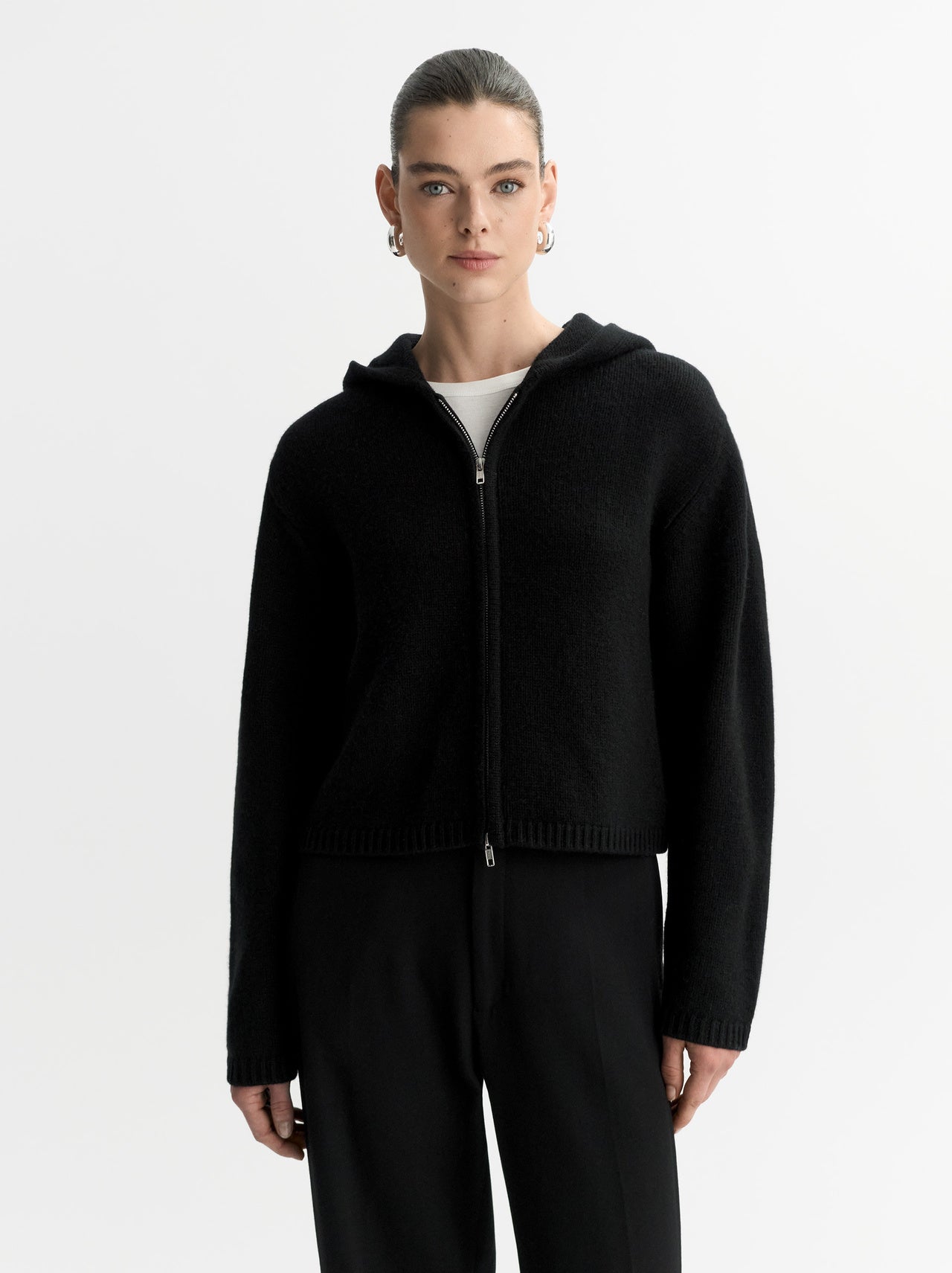 Chunky cashmere hoodie black