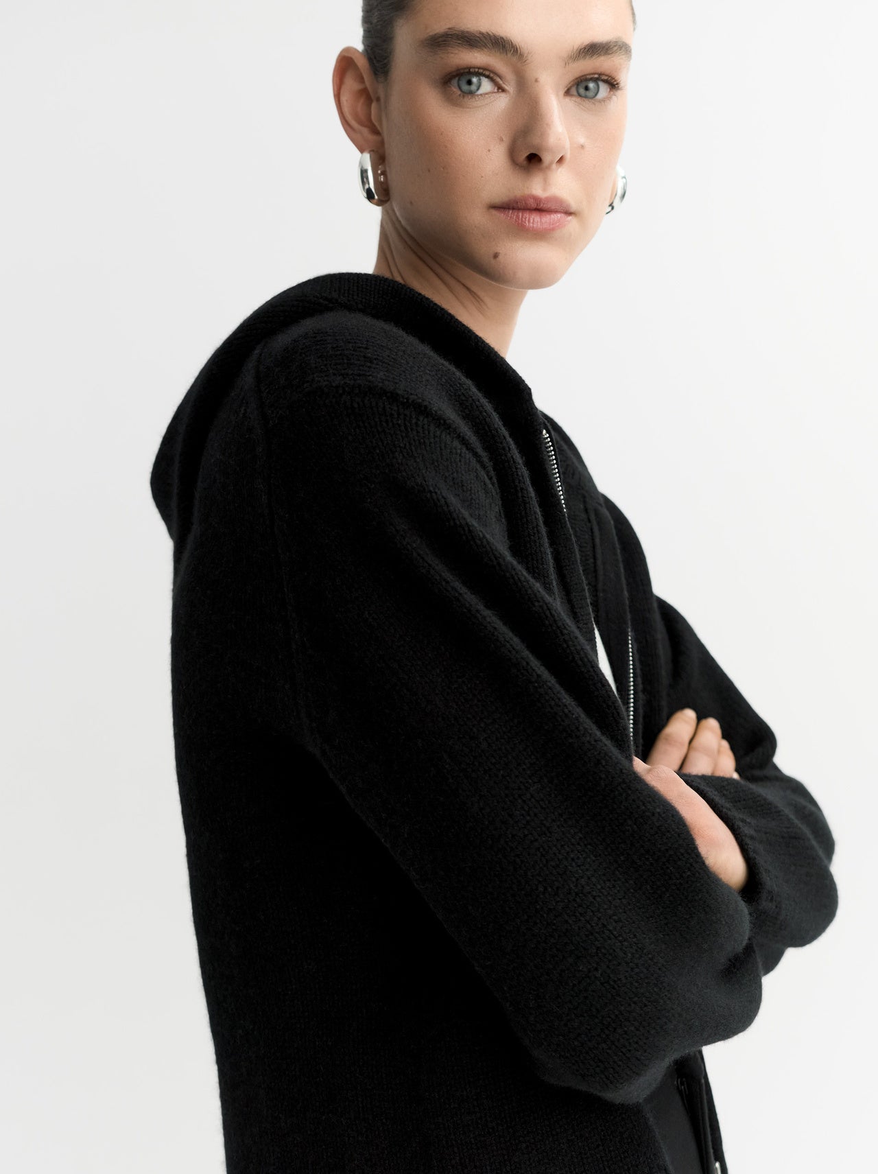 Chunky cashmere hoodie black