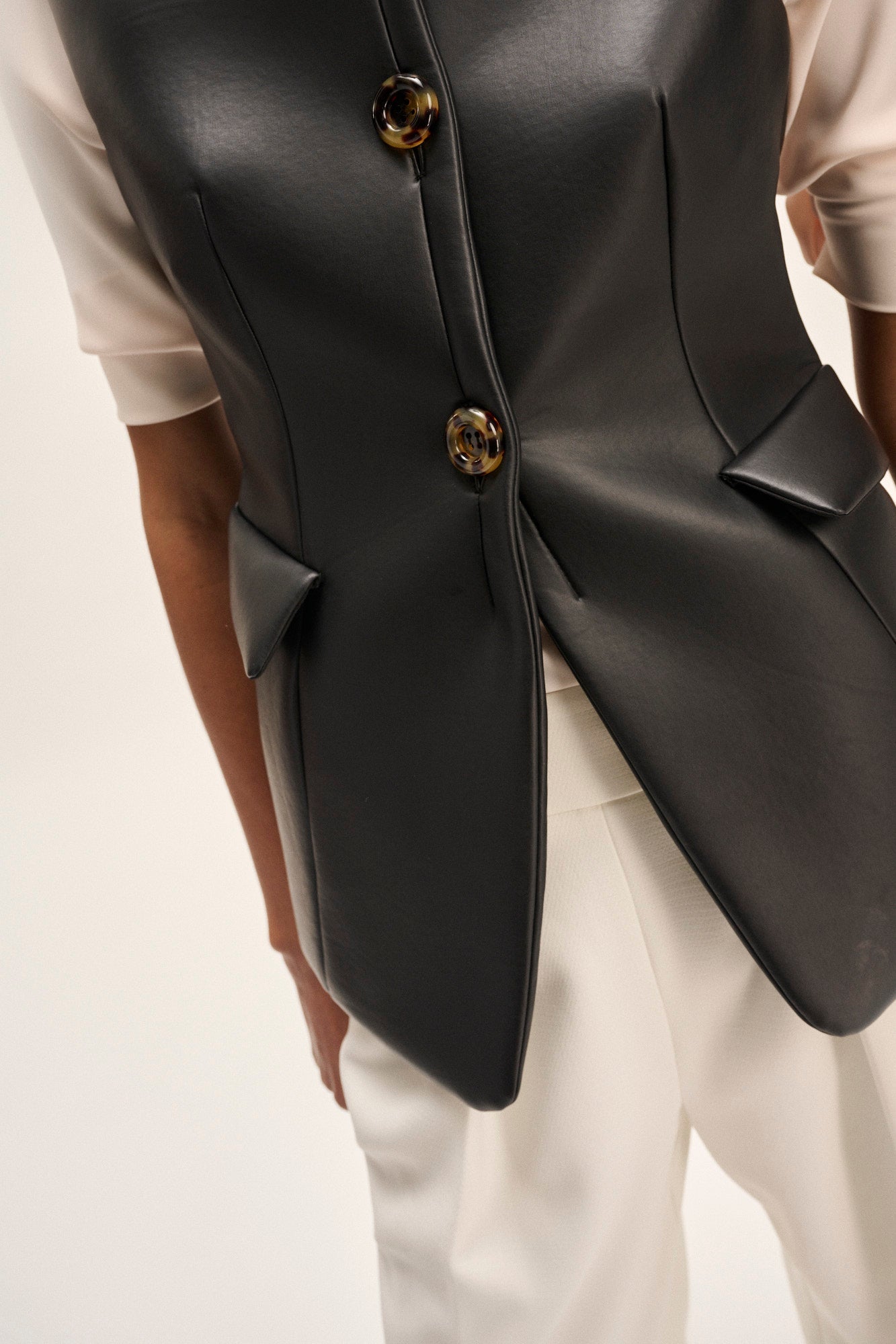 Decor sleeveless jacket in black