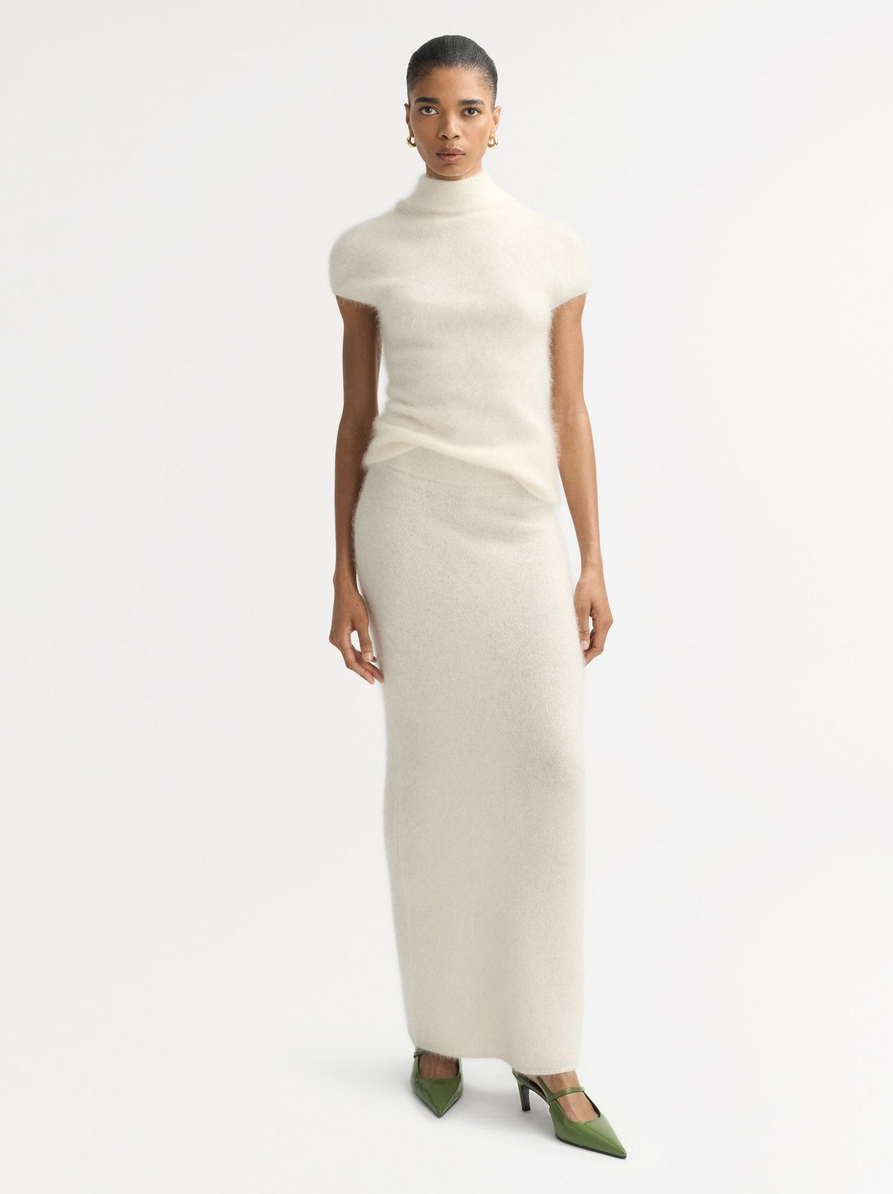 Brushed cashmere top feather white