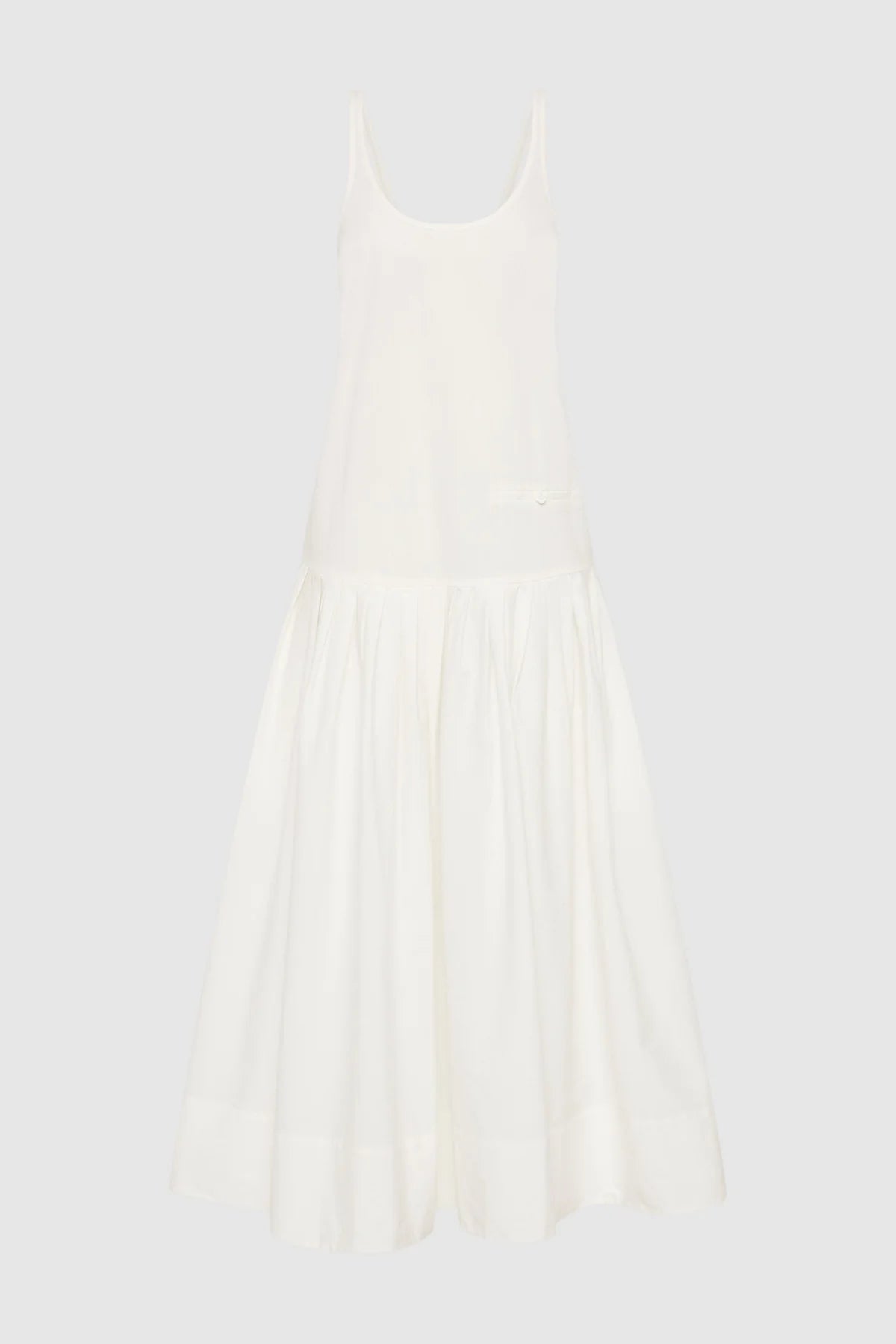 Relaxed pleat dress off white