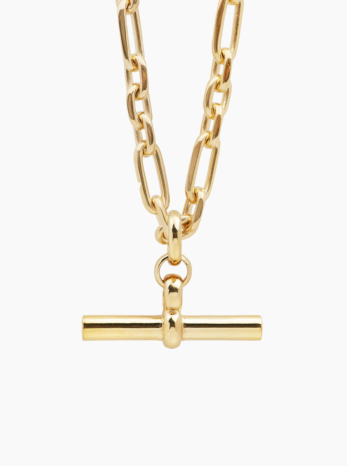 Giant gold T bar watch chain necklace