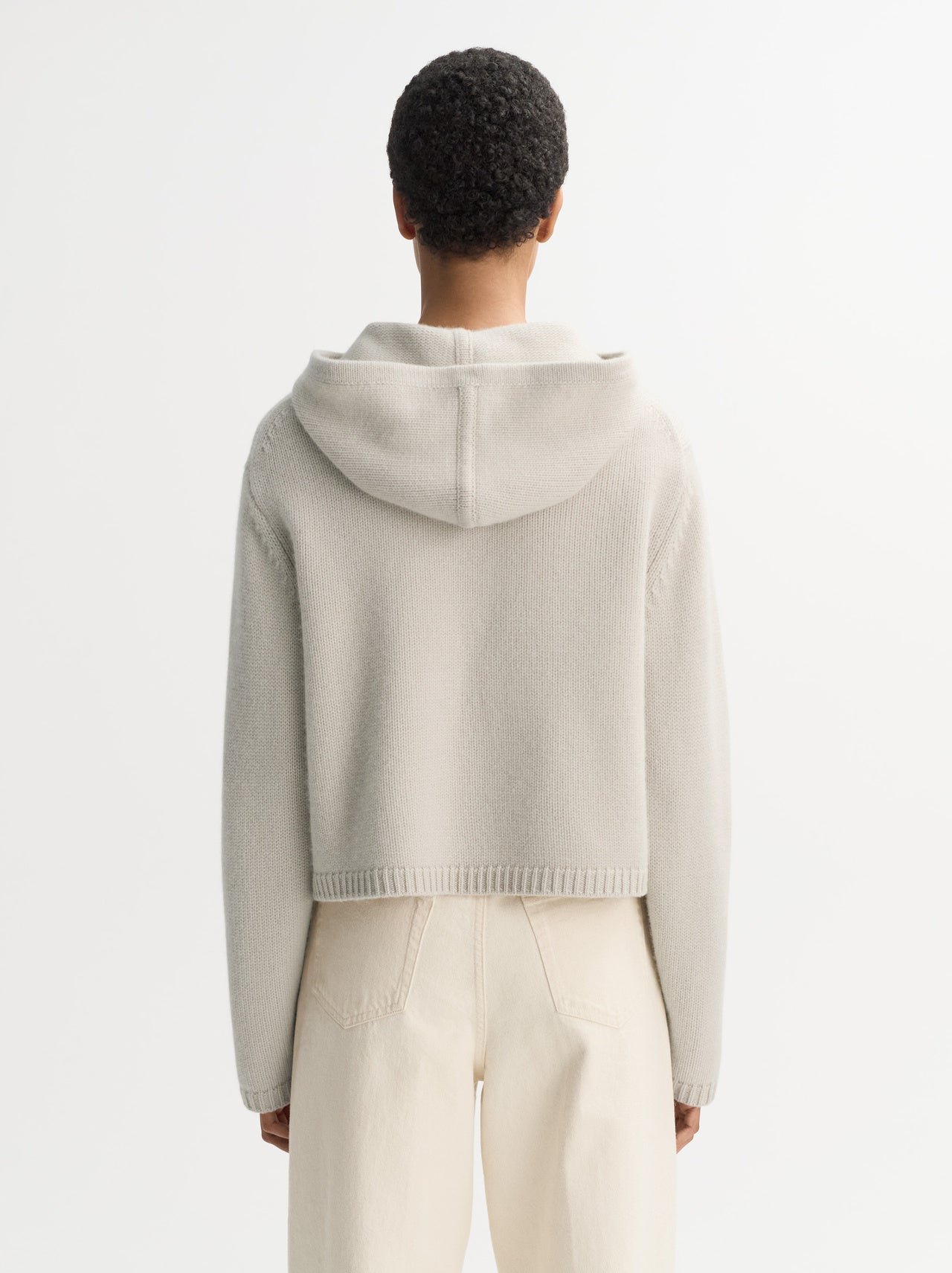 Chunky cashmere hoodie chalk