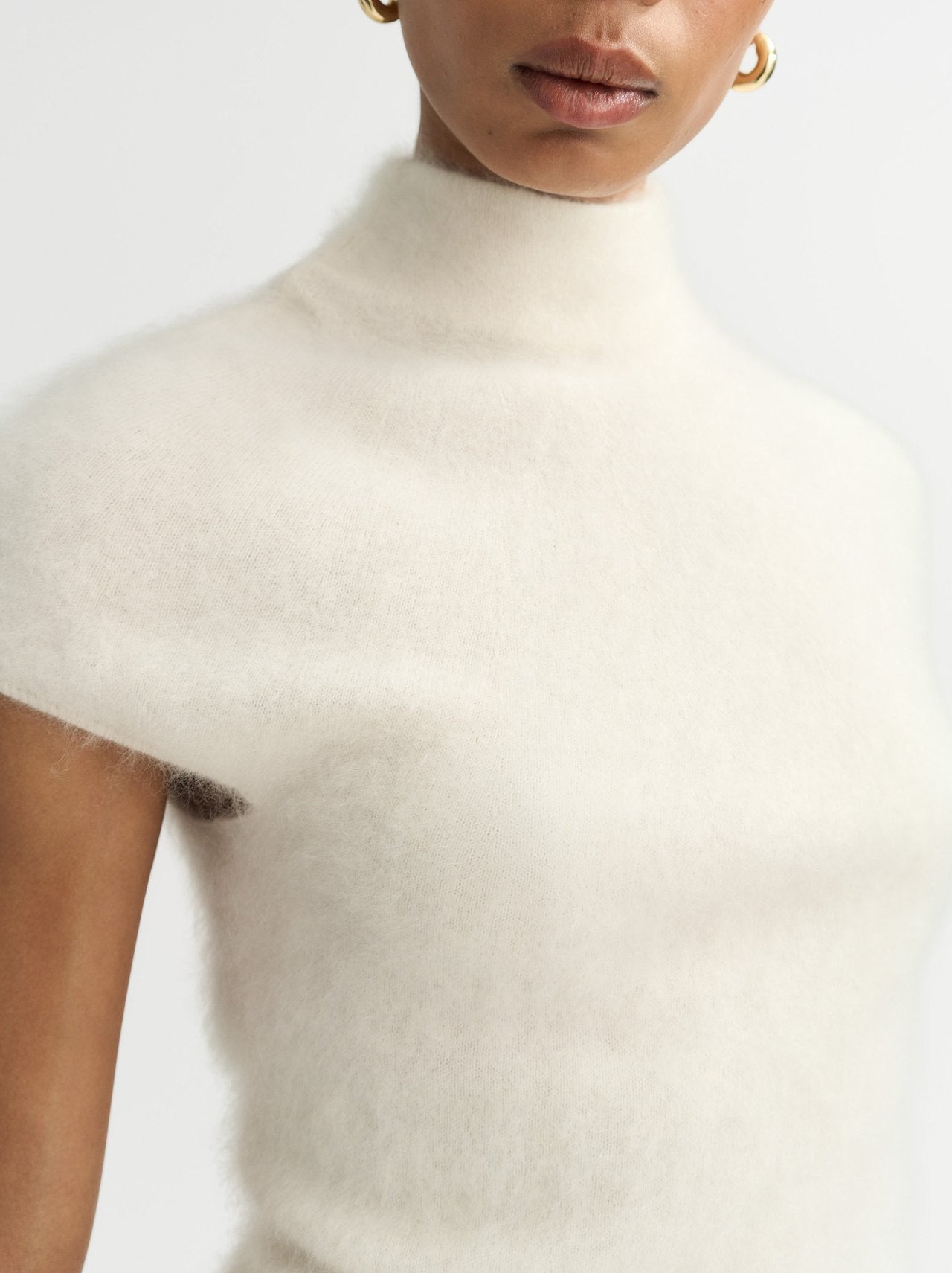 Brushed cashmere top feather white