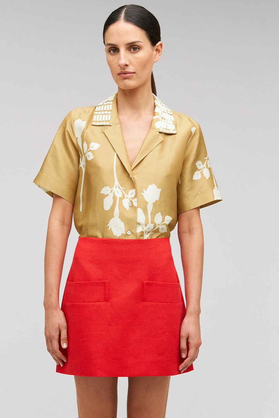 Embellished rosebud shirt