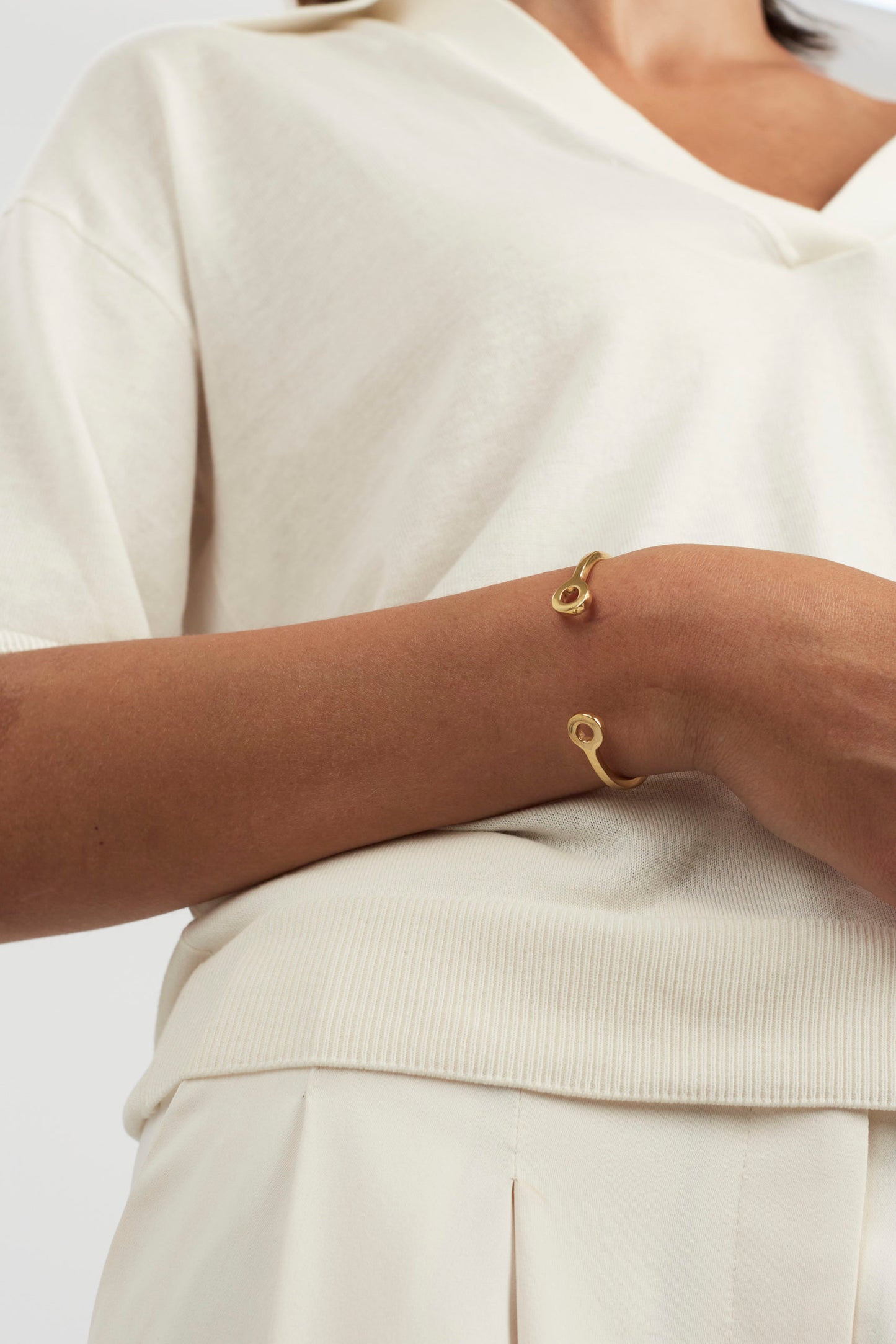 Gold stacking torque bangle
