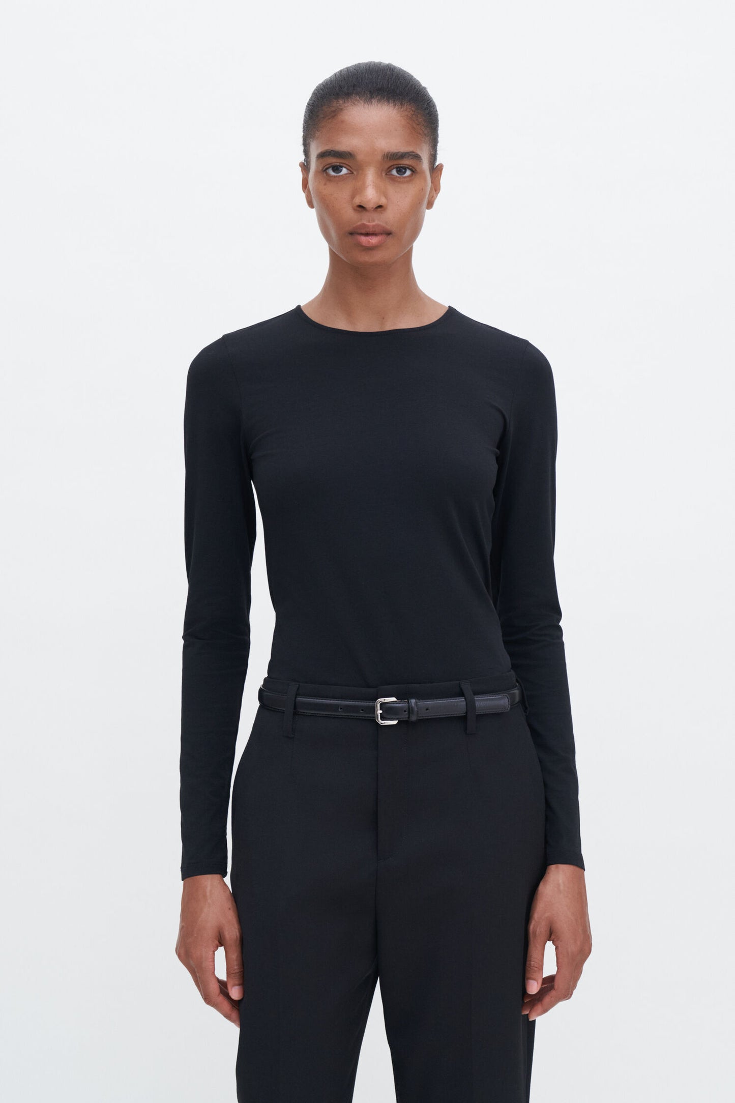 Cotton stretch long sleeve black