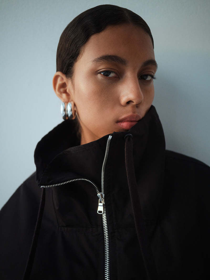 Lydia nylon popover anorak - black