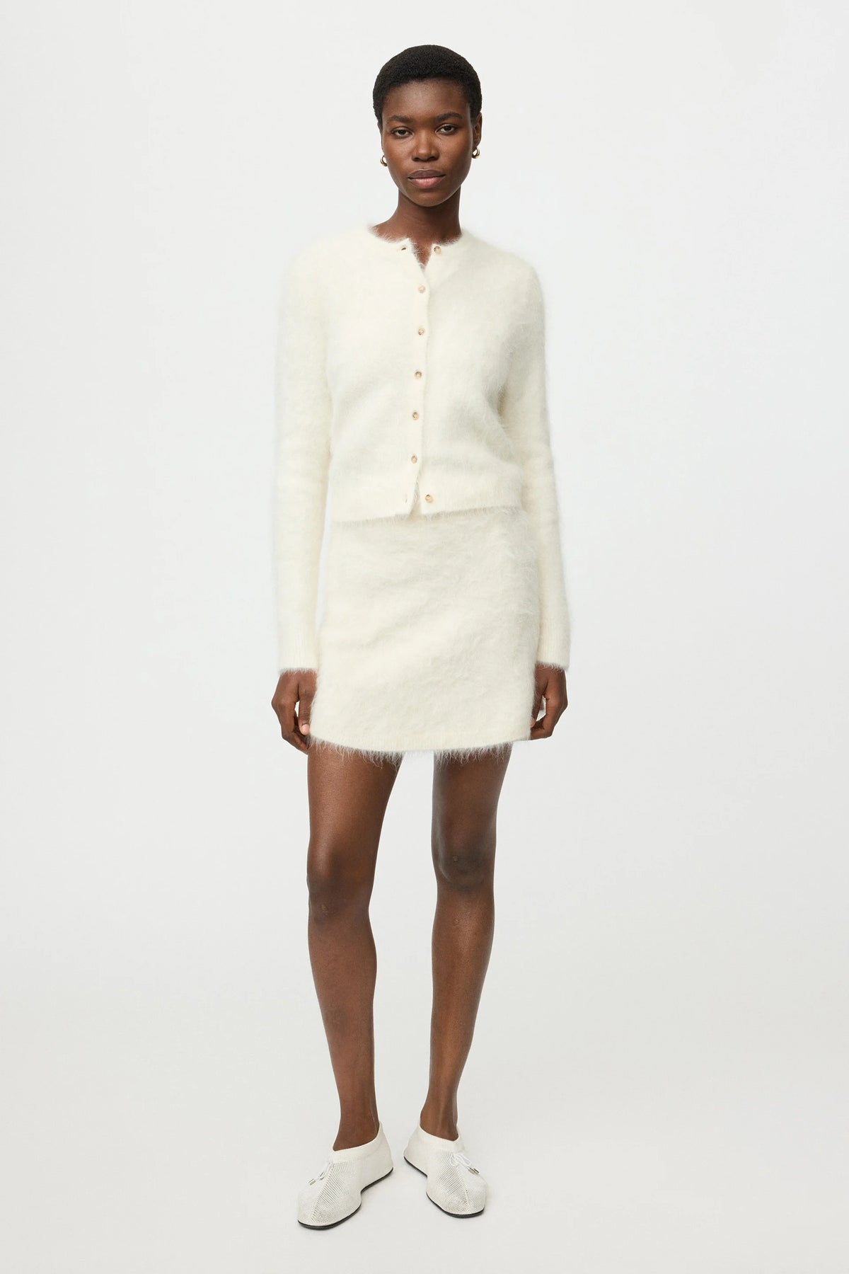 Alpaca mini skirt feather white