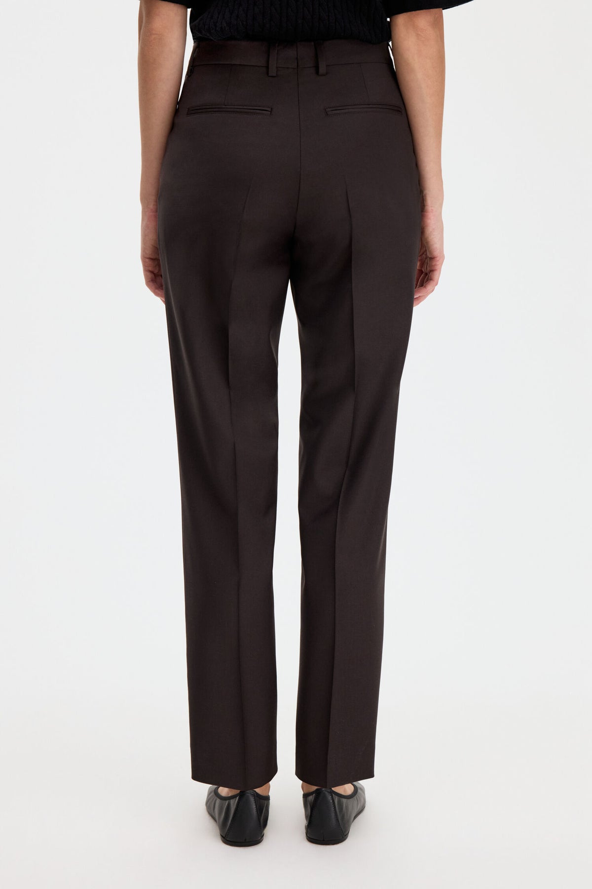 Emma cropped cool wool pants dark chocolate