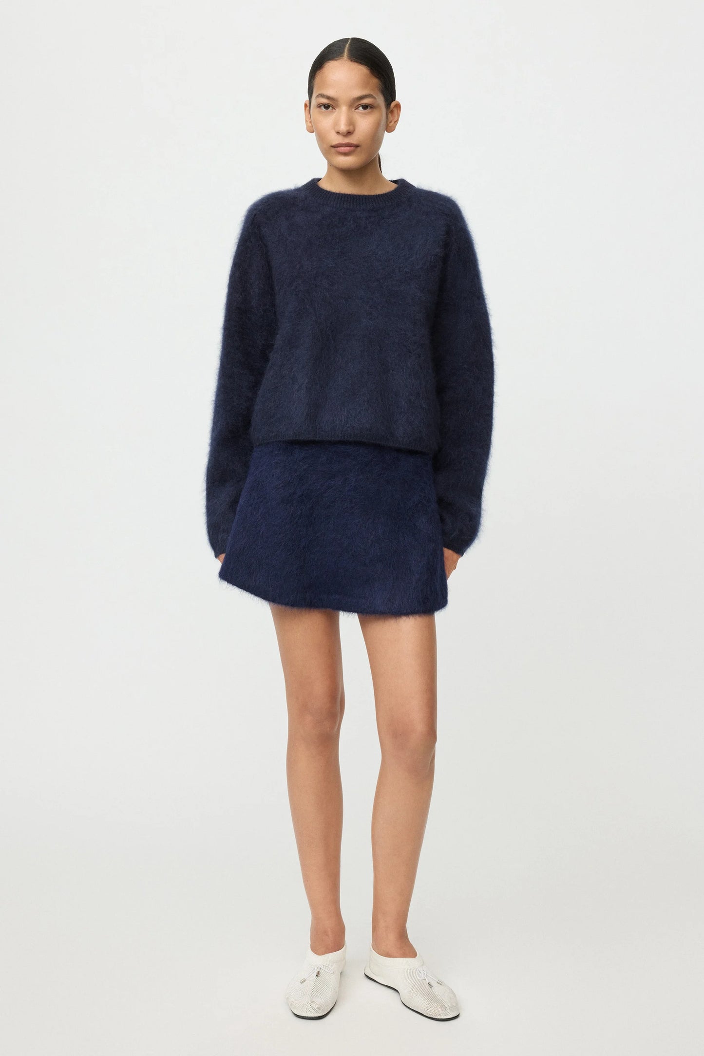Brushed crewneck navy