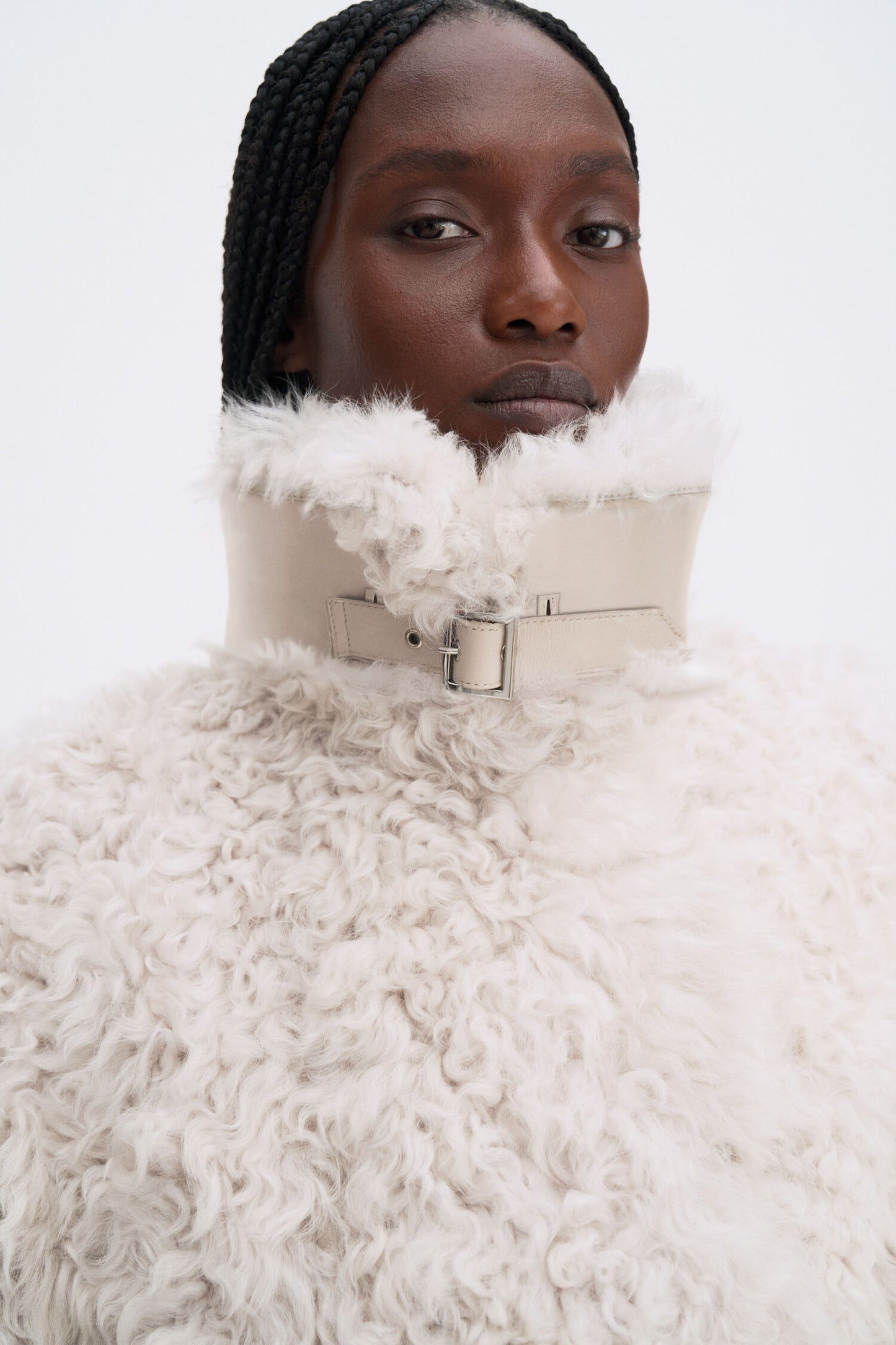 Reversible shearling coat