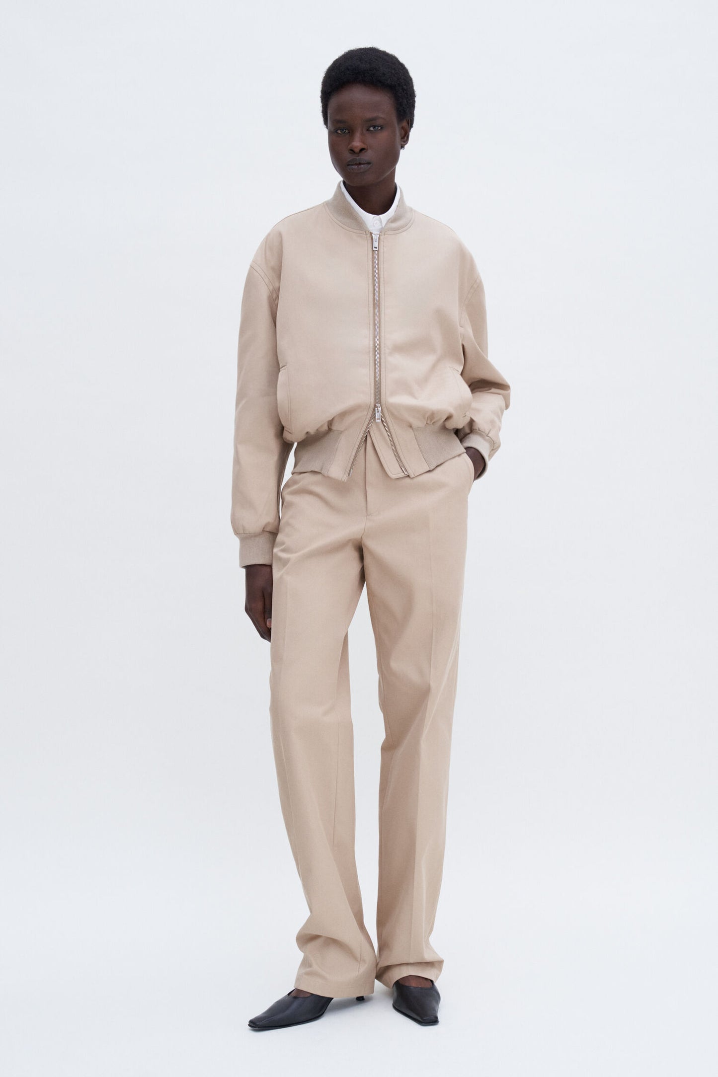 Cotton blouson jacket in sand