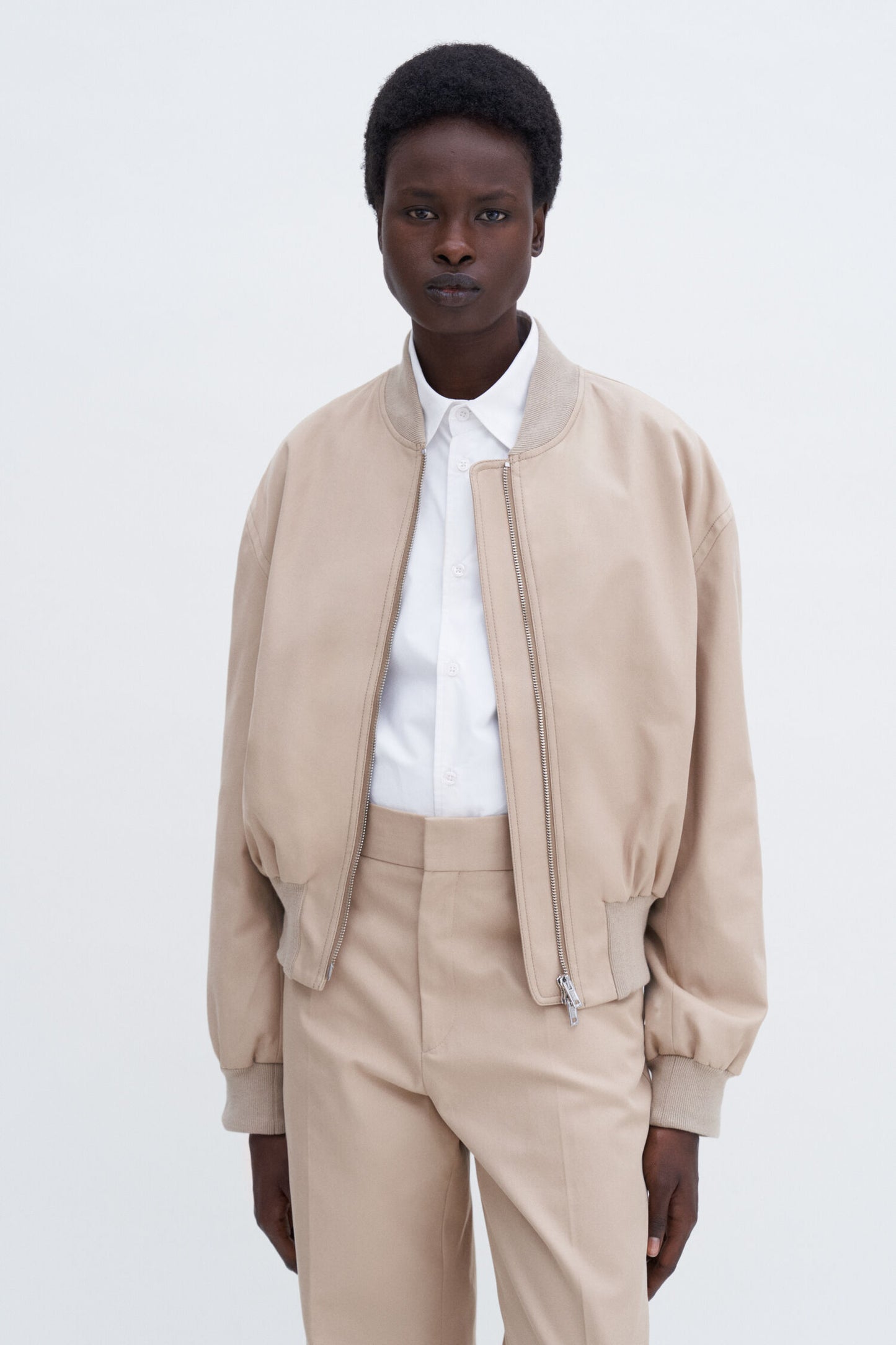 Cotton blouson jacket in sand