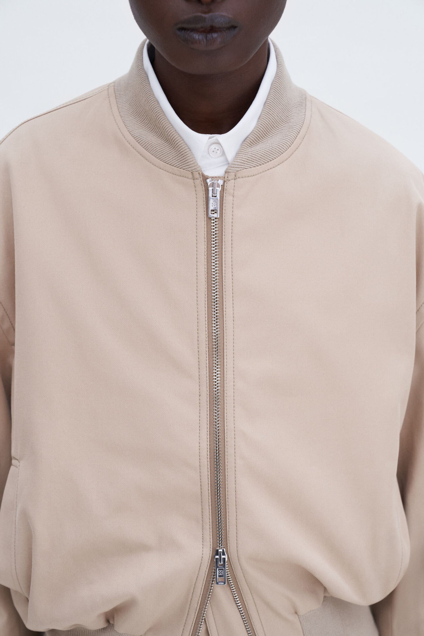 Cotton blouson jacket in sand