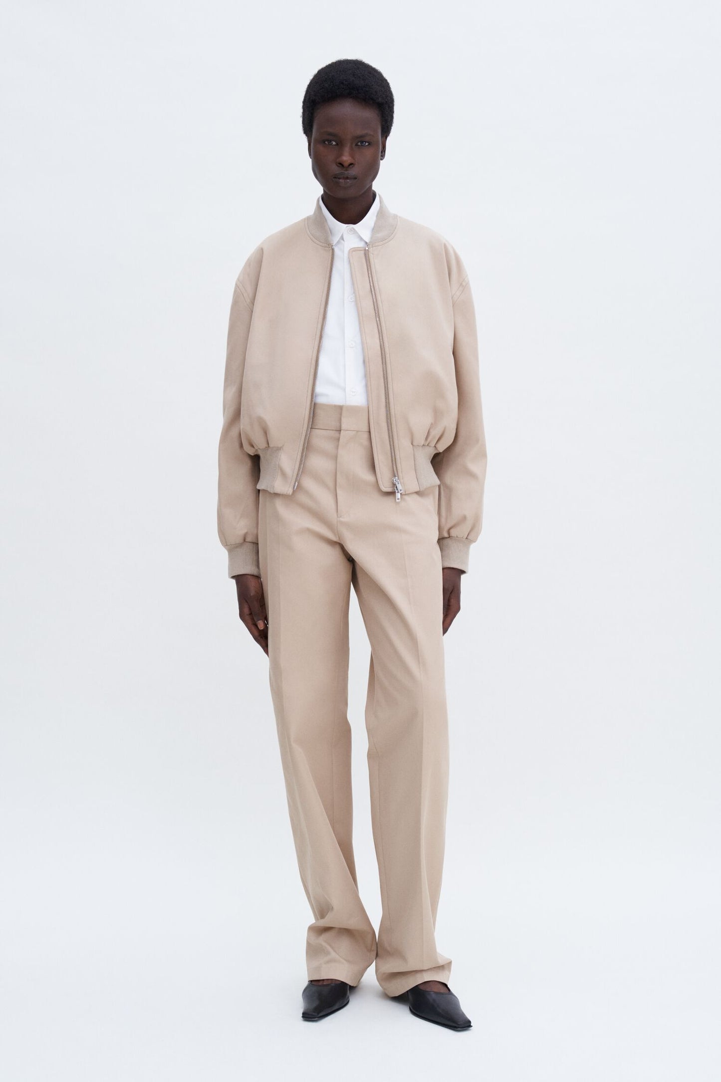 Cotton blouson jacket in sand