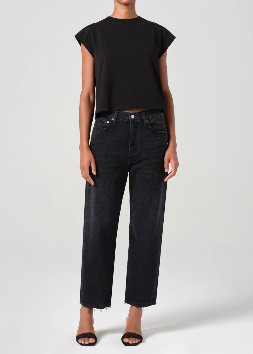 90s crop mid rise loose straight in tar