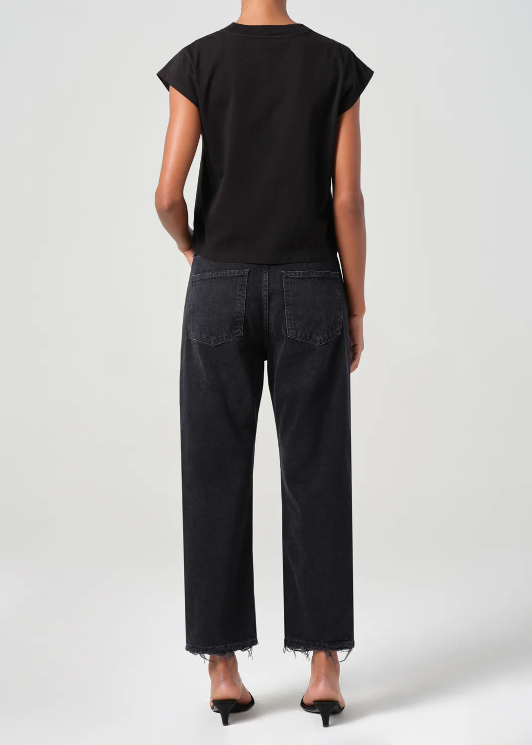 90s crop mid rise loose straight in tar