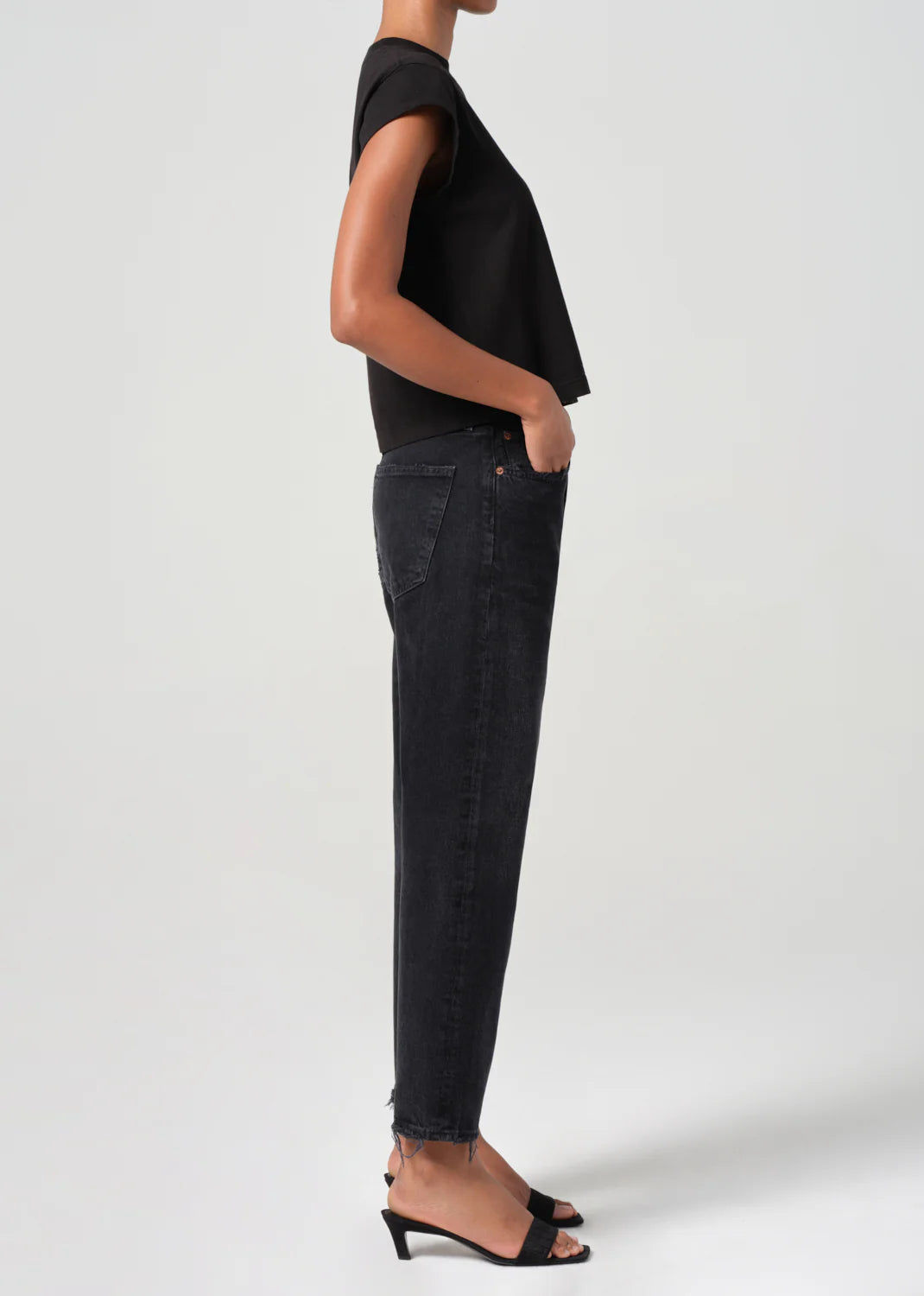 90s crop mid rise loose straight in tar
