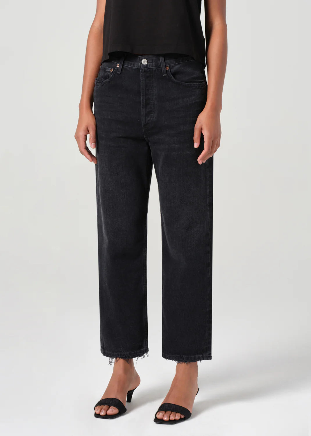 90s crop mid rise loose straight in tar