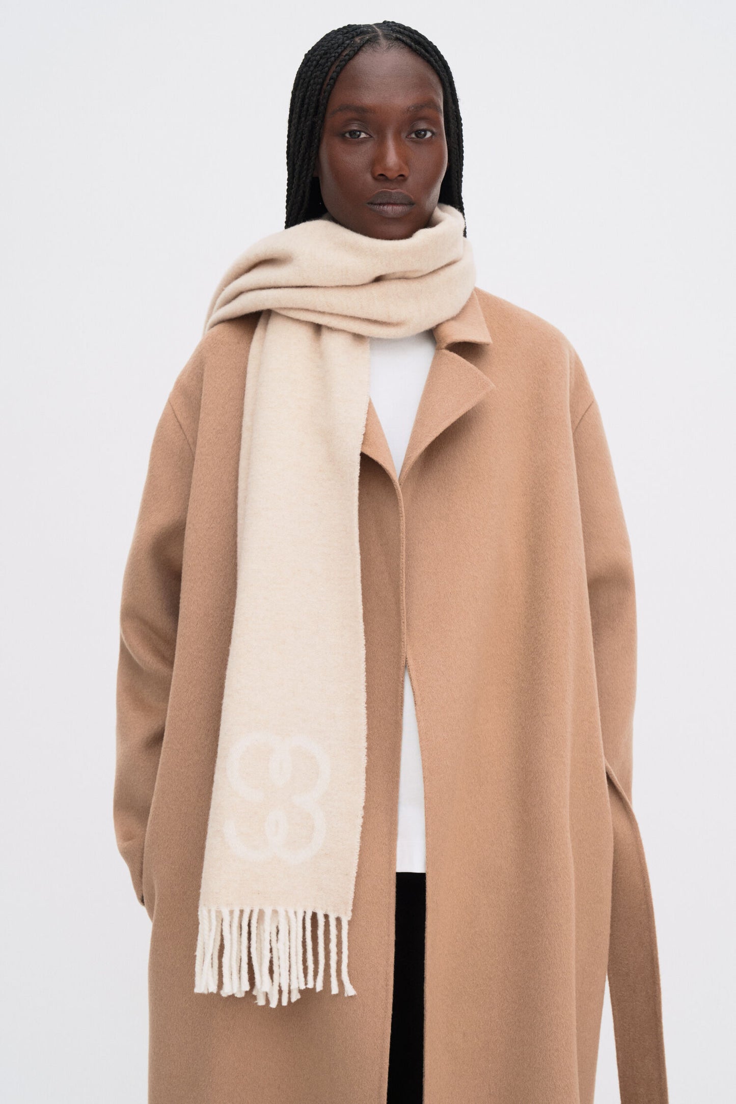 Monogram scarf light beige