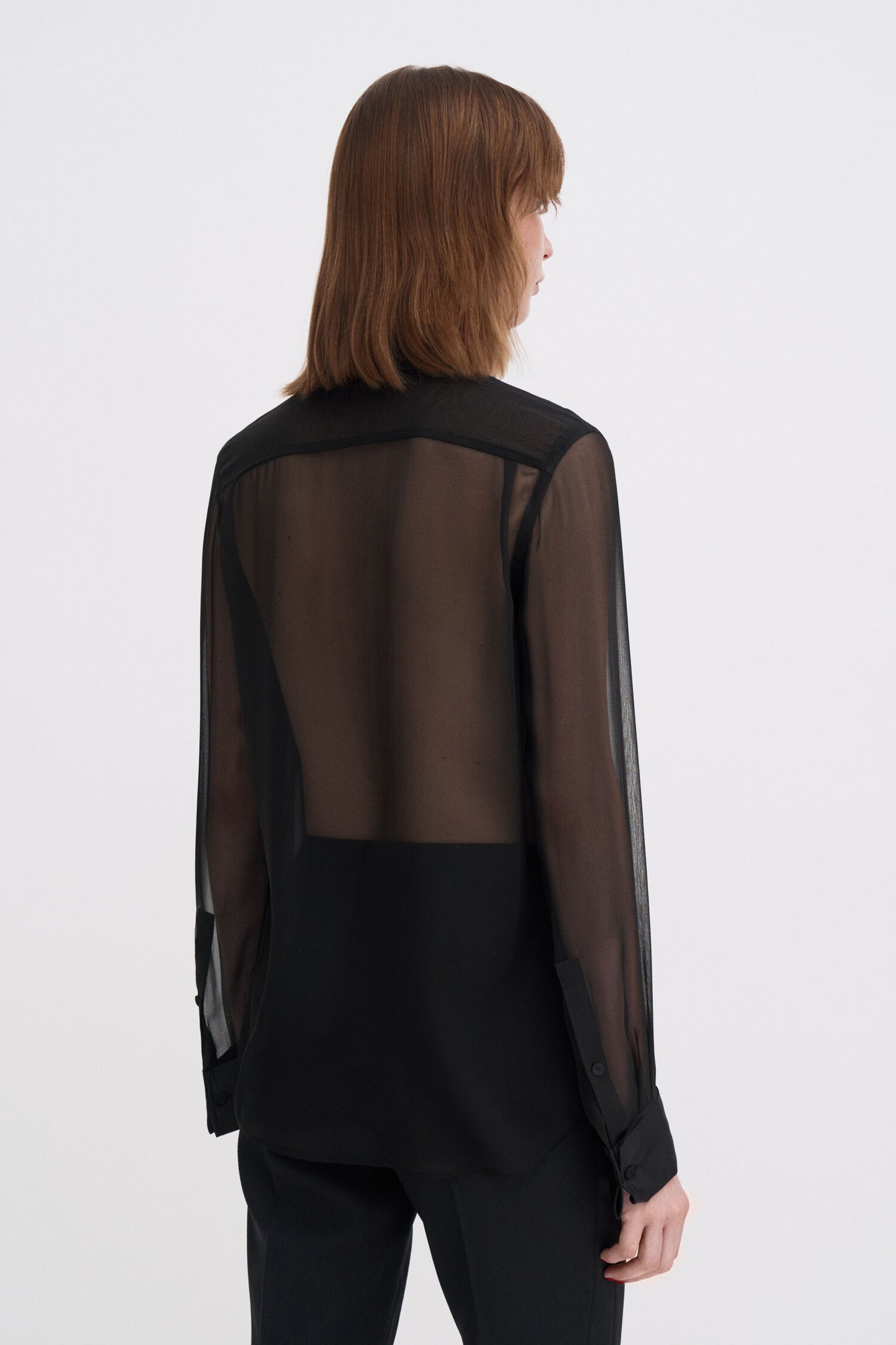 Sheer silk tuxedo shirt
