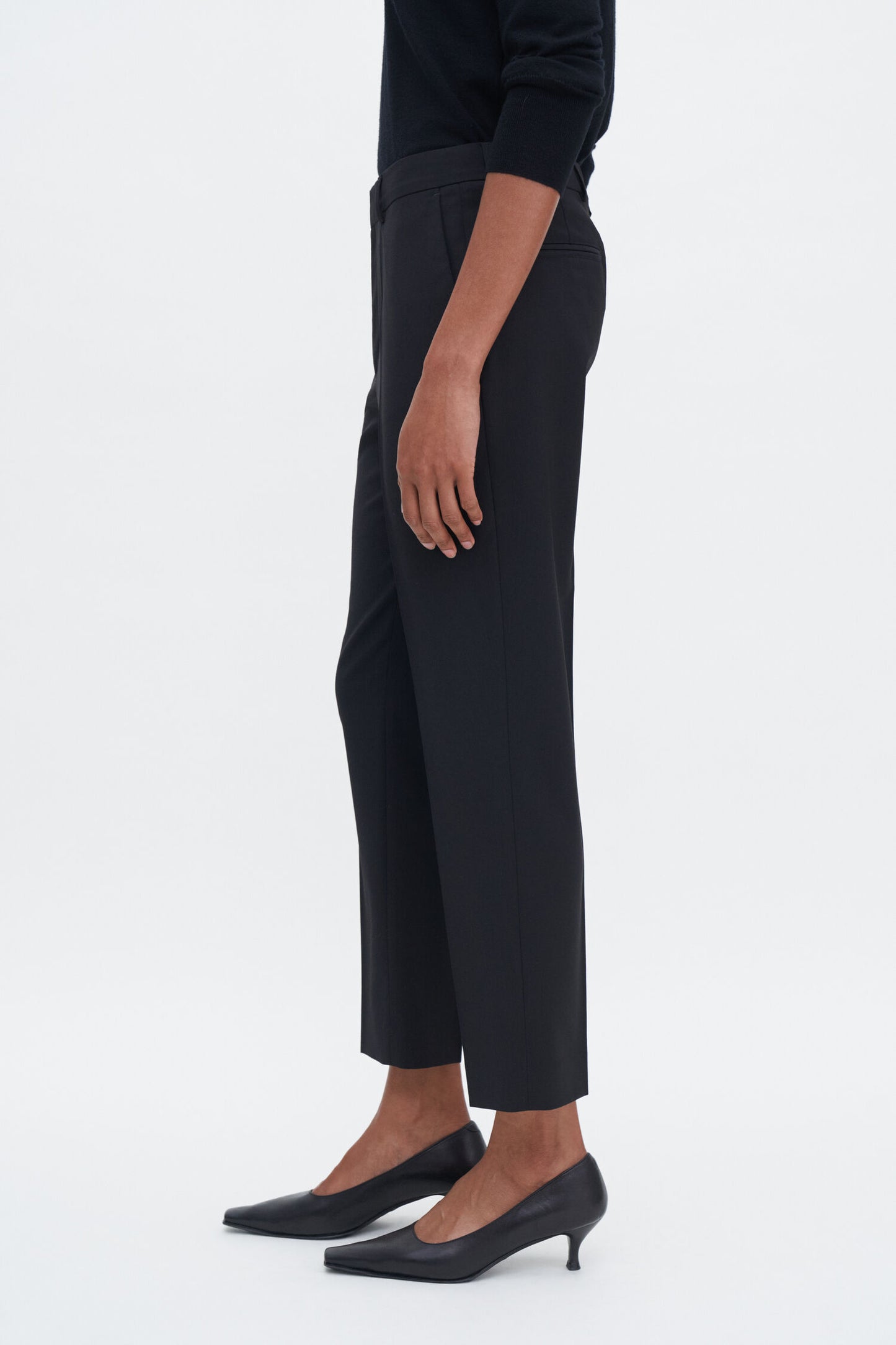 Emma cropped cool wool trouser black