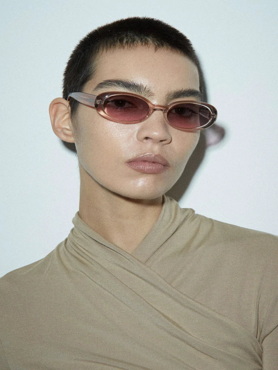 Valentina Transparent Pink Oval Sunglasses