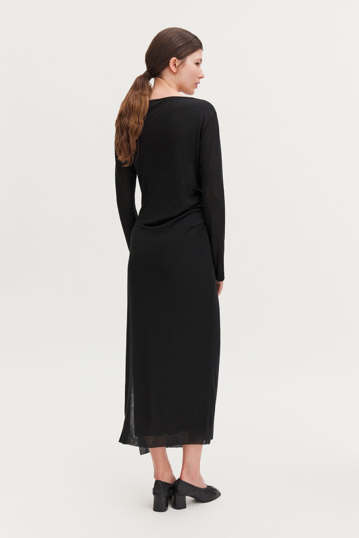 Gathered lyocell cashmere dress