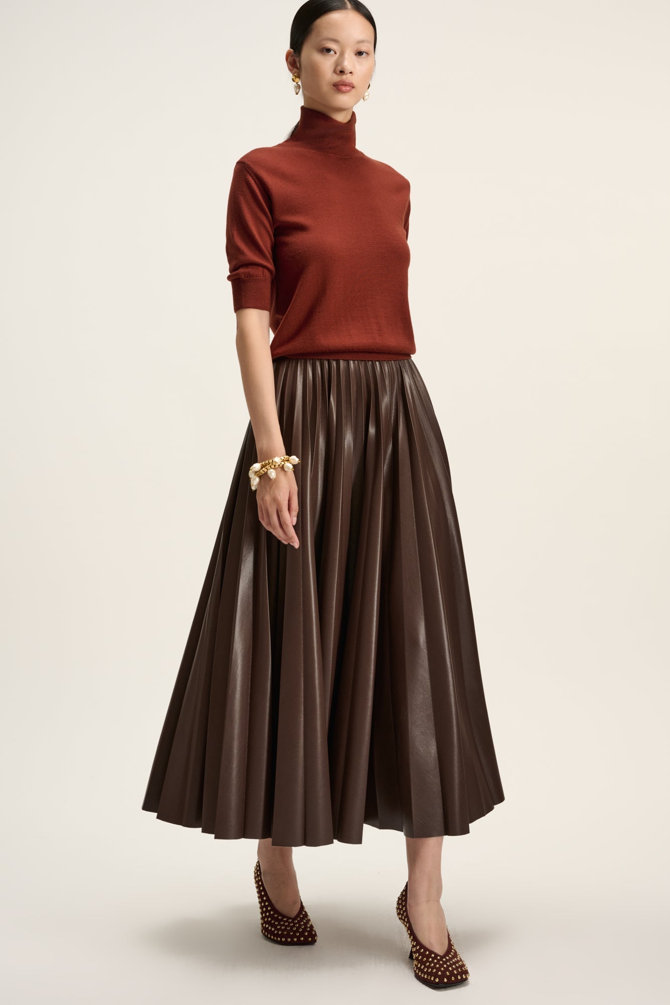 Dalia vegan leather skirt chocolate brown