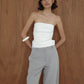 Strapless tie back top - ecru stripe