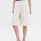 Relaxed pleated cotton linen shorts