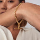 Gold belcher bracelet with gold T bar