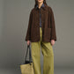 Jacket in split leather brown