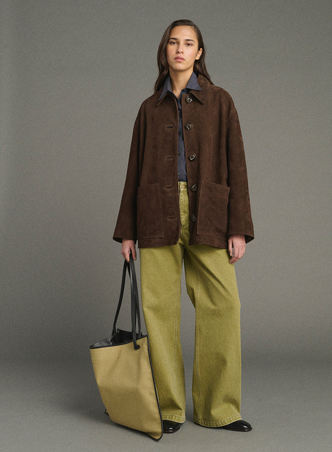 Jacket in split leather brown