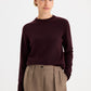 Soft wool crewneck sweater dark burgundy