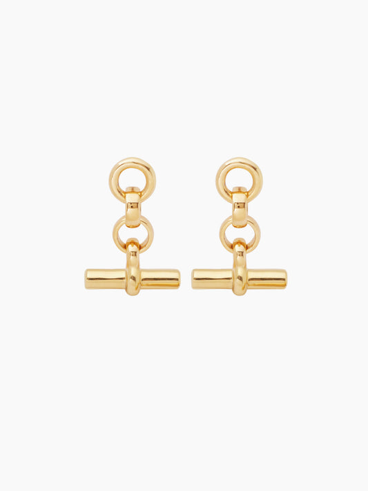 Gold T bar drop earrings