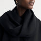 Woven black scarf with fringe