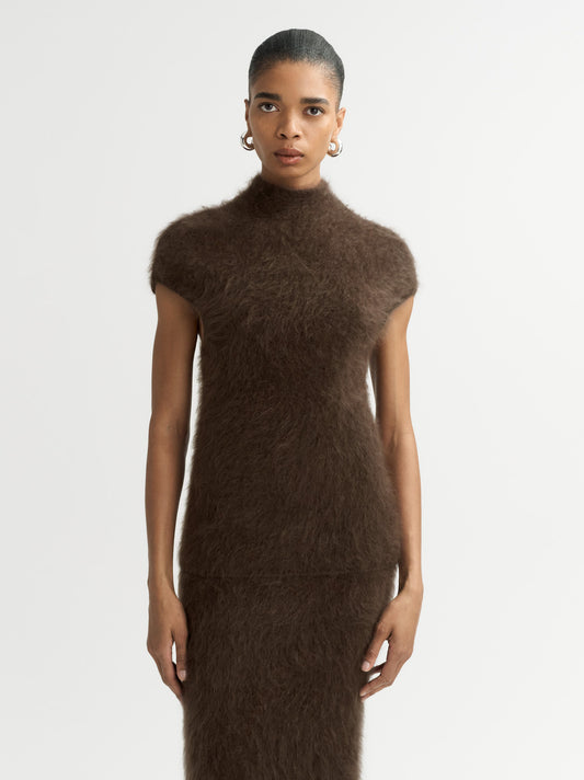 Brushed cashmere top mocha